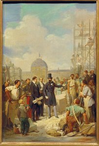 Napoleon III. navštěvuje staveniště Nového Louvru