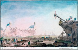 Spuštění lodi v Brestu, c1750-1810