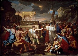 Klanění zlatého telete od Nicolas Poussin