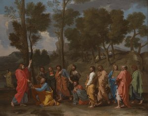 Svátost svěcení (Kristus dává Petrovi klíče). Kolem 1637-40 od Nicolas Poussin