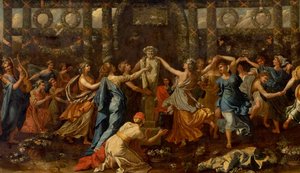 Hymenaios převlečený za ženu při obětování Priapovi, kolem 1635 (olej na plátně) (detail) od Nicolas Poussin