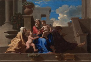 Svatá rodina na schodech od Nicolas Poussin