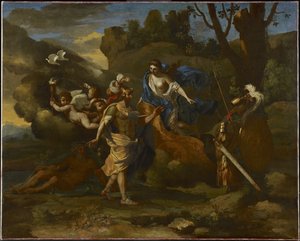 Venuše, matka Aenea, představuje mu paže kované Vulkánem, kolem roku 1635 (olej na plátně) od Nicolas Poussin