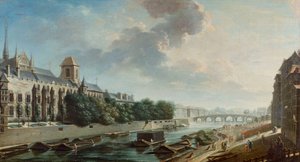 Arcibiskupský palác při pohledu z levého břehu od Nicolas Raguenet