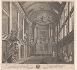 Interiér kostela Saint Rosalia v Rotterdamu Pohled na římský kostel v Rotterdamu, při pohledu zevnitř k oltáři (titul na předmětu) od Nicolas Ransonnette
