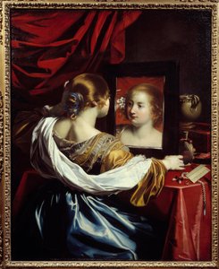 Mladá žena na toaletě Obraz Nicolase Regniera (1590-1667) 1626 Ne. 1,3x1,05 m Lyon, musee des Beaux Arts - Mladá žena na záchodě. Obraz Nicolase Regniera (1590-1667)
