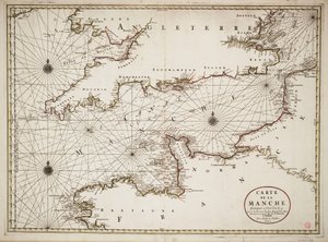 Mapa Lamanšského průlivu a atlantického pobřeží jižní Británie a severní Francie od Nicolas Sanson D