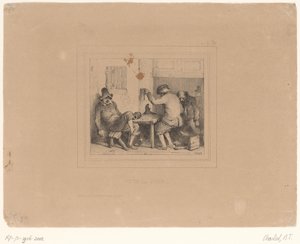 Tři opilí sedláci v hospodě Vive la joie (název na objektu) Sketches 1837 (název série) Croquis od Charlet 1837 (název série) od Nicolas Toussaint Charlet