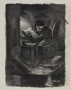 Pokus v mezzotintě (geograf) od Nicolas Toussaint Charlet