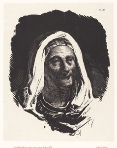 Hlava staré ženy od Nicolas Toussaint Charlet