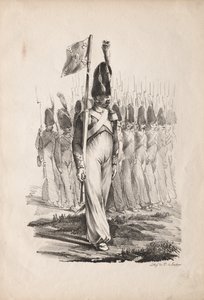 Vojenské kostýmy: Carabiners Sargent, General Guide, 1817-1818. od Nicolas Toussaint Charlet