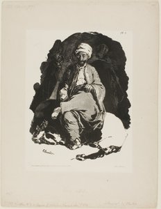Sedící Turk, talíř jedna z Ink Sketches od Charlet od Nicolas Toussaint Charlet