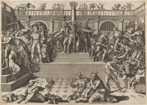 Masakr neviňátek od Nicolaus Beatrizet, after Marco Dente, after Baccio Bandinelli