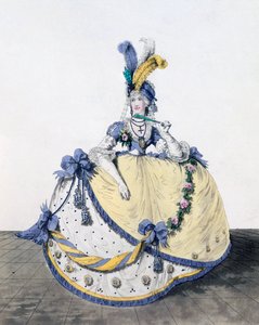 Dvorní šaty, obr. 106 z ‚Galerie módy‘, 1797
