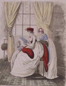 Ranní šaty z „Galerie módy“ Nikolause Heideloffa, svazek II, leden 1799 (tisk) od Nicolaus von Heideloff