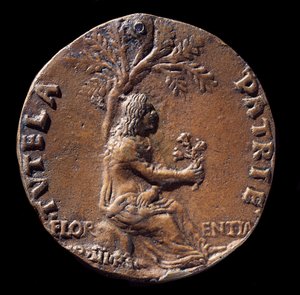 Medailon představující Lorenza de Medici, známého jako Velkolepý (bronz od Nicolo Spinelli