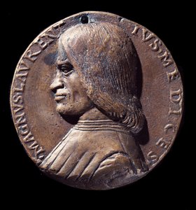 Portrétní medaile Lorenza de Medici, známá jako Velkolepá (Bronz od Nicolo Spinelli