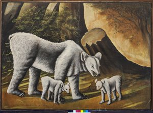 Medvědice s medvídky par Pirosmani, Niko (1862-1918). Olej na plátně, rozměr: 100x139
