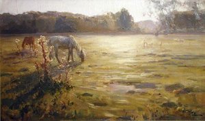Kůň na louce (olej na plátně) od Nikolai Alexandrovich Klodt