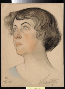 Portrait de Alexandra Mikhailovna Kollontai (1872-1952), femme politique communiste et sovietique russe(Alexandra M. Kollontai) - Dessin de Nikolai Andreevich Andreev (1873-1932) sanguine et craies sur papier (32,2x24,3 cm)   1408630   cs       czech Succe