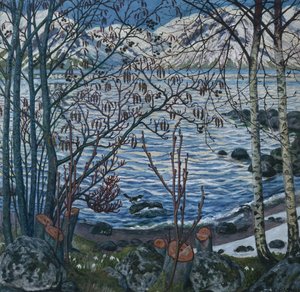 Pták na skále (obraz) od Nikolai Astrup