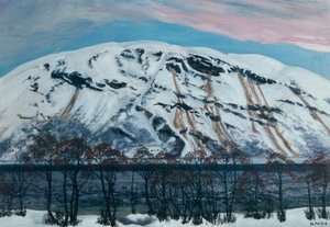 Studené dubnové ráno s lavinou (Sněžná hora), kolem roku 1909 od Nikolai Astrup