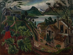 Rebarbora a mladá dívka v Sandalstrand (olej na plátně) od Nikolai Astrup