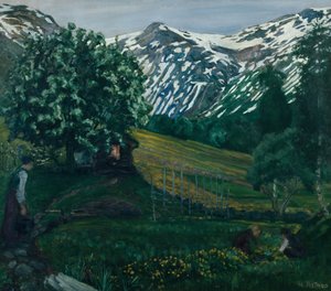 Jarní noc smieheggen, kolem roku 1918 od Nikolai Astrup