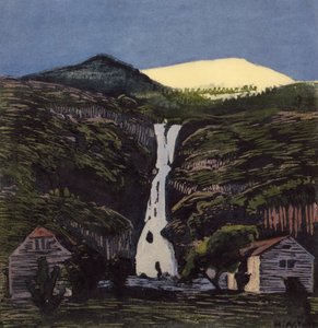 Vodopád a ledovec od Nikolai Astrup