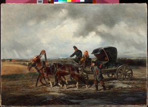 ""Na cestě k vytahovači zubů"" (Na cestě k vytahovači zubů) Obraz Nikolaje Sverčkova (1817-1898) 1873 Soukromá sbírka