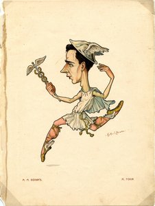 Baletní tanečník a choreograf Michel Fokine Od: Ruský balet v karikaturách, 1902-1905 od Nikolai Gustavovich Legat