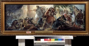 Židé překračující Rudé moře (The Israelite crossing of the Red Sea). Obraz Nikolaje Nikolajeviče Ge (Gay) (1831-1894), olej na plátně, ruské umění. Státní muzeum umění, Charkov (Ukrajina).