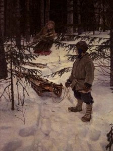 Sběr dříví, Rusko od Nikolai Petrovich Bogdanov Belsky