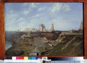 Pohled na citadelu v Rjazani (Rusko). (Pohled na Citadelu v Rjazani). Obraz Nikolaje Stěpanoviče Ivanova (1816-1891), olej na plátně, kolem roku 1840, ruské krajinářské umění 19. století. Státní regionální muzeum umění I. Pozhalostina, Rjazaň (Rusko). od Nikolai Stepanovich Ivanov