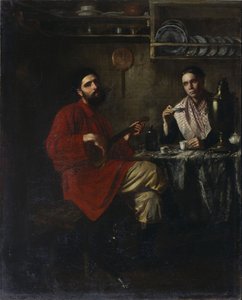 Domácí scéna rolnického života, 1855 od Nikolai Vasilyevich Nevrev