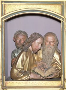 Sv. Jakub Menší, sv. Filip a sv. Barnabáš, z Isenheimského oltáře, kolem roku 1490 (malované dřevo)