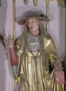 Isenheimský oltář, svatý Jeroným, detail svatého Jeronýma, cca 1490 barva na dřevě