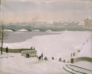 Přechod zamrzlé řeky Něvy, 1935 od Nikolay Fyodorovich Lapshin