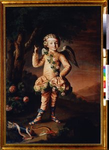 Portrét Ivana Yakimova en Cupidona (Portrét Ivana Yakimova s ​​Cupidem). Peinture de Nikolai Ivanovič Argunov (Argounov) (1771-duben 1829). Huile pane Toile