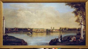 Pohled na palác Kuskovo (Moskva, Rusko). Obraz Nikolaje Ivanoviče Podklyuchnikova (1813-1877), olej na plátně od Nikolay Ivanovich Podklyuchnikov