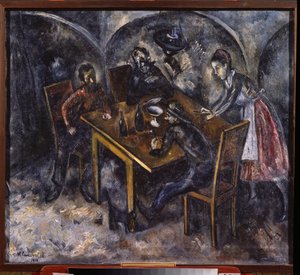 V taverně (V krčmě) - Obraz Nikolaje Vladimiroviče Sinezubova (Nicolas Sinezouboff) (1891-1956), olej na plátně od Nikolay Vladimirovic Sinezubov