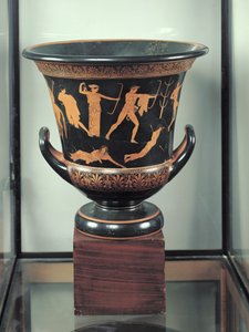 Atický červený kalich-krater zobrazující smrt Niobidů, kolem 460-50 př.nl (keramika) (viz také 92576-77)