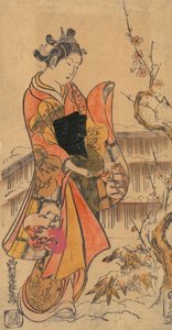 Mladá dáma v zahradě. od Nishimura Shigenaga