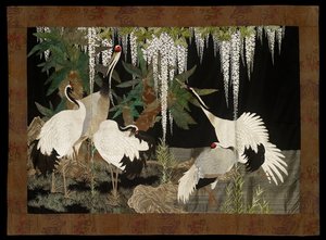 Jeřáby, cykasy a vistárie, c1905 od Nishimura Sozaemon