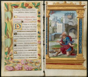Přilehlé listy z knihy hodin: Kající žalmy a král David v modlitbě..., c. 1530-35.