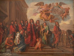 Pařížští radní odcházejí z Hotel de Ville do Notre Dame, aby poděkovali za vítězství Seneffe v roce 1674, kolem roku 1681 (olej na plátně)