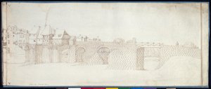 Panorama Charentonu (pero a tuš na papíře)