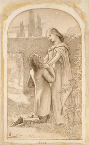 Dva milenci v zahradě osvětlené hvězdami, 1862 od Noel Paton