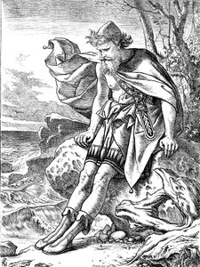 Odysseus na Ogygii, 1864 od Noel Paton