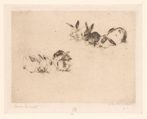 Šest králíků od Norbert Goeneutte (signed by artist)